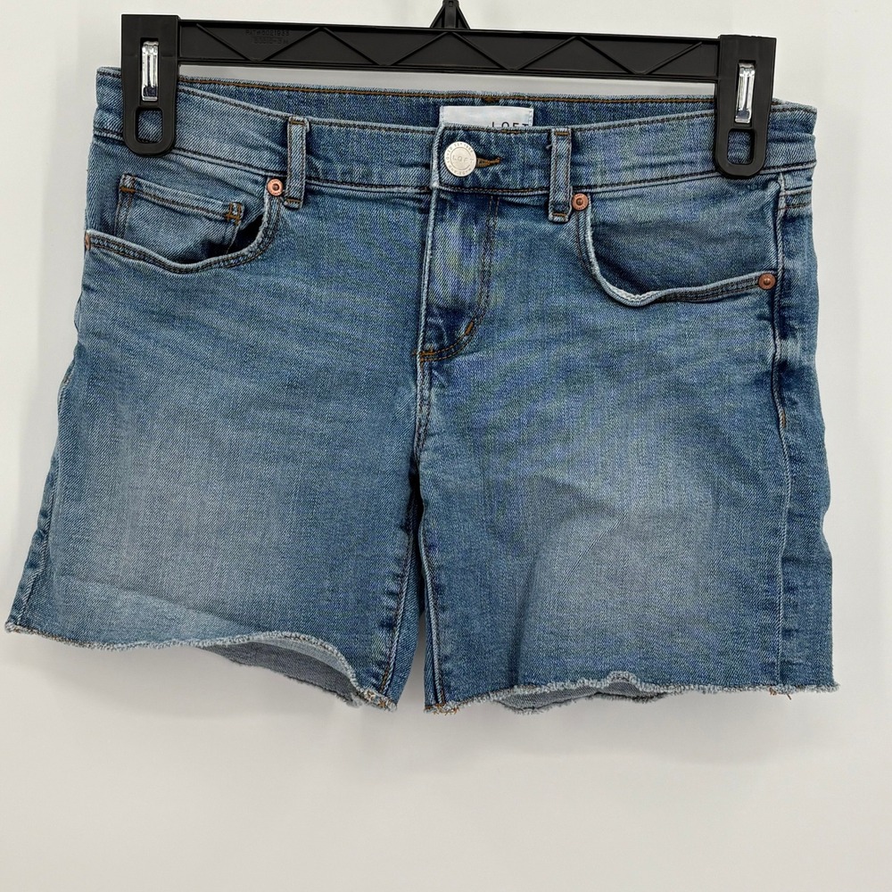 LOFT Womens Light Wash Raw Hem Denim Cut Off Shorts Size 25 0 Blue 470328